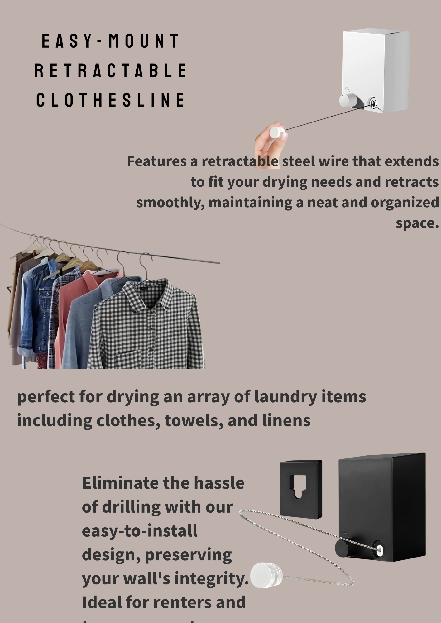 Easy-Mount Retractable Clothesline